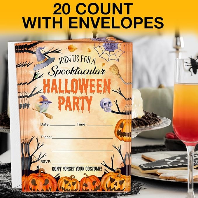 Halloween Party Invitations, Spooky Pumpkins Halloween Party Fill in Invites ...