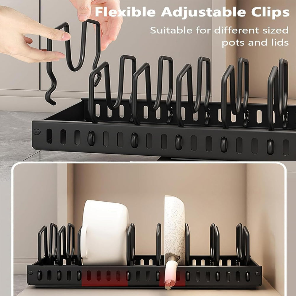 AmoiChic 2 Pack Pull Out Cabinet Organizer for Pots and Pans, Black Storage R...