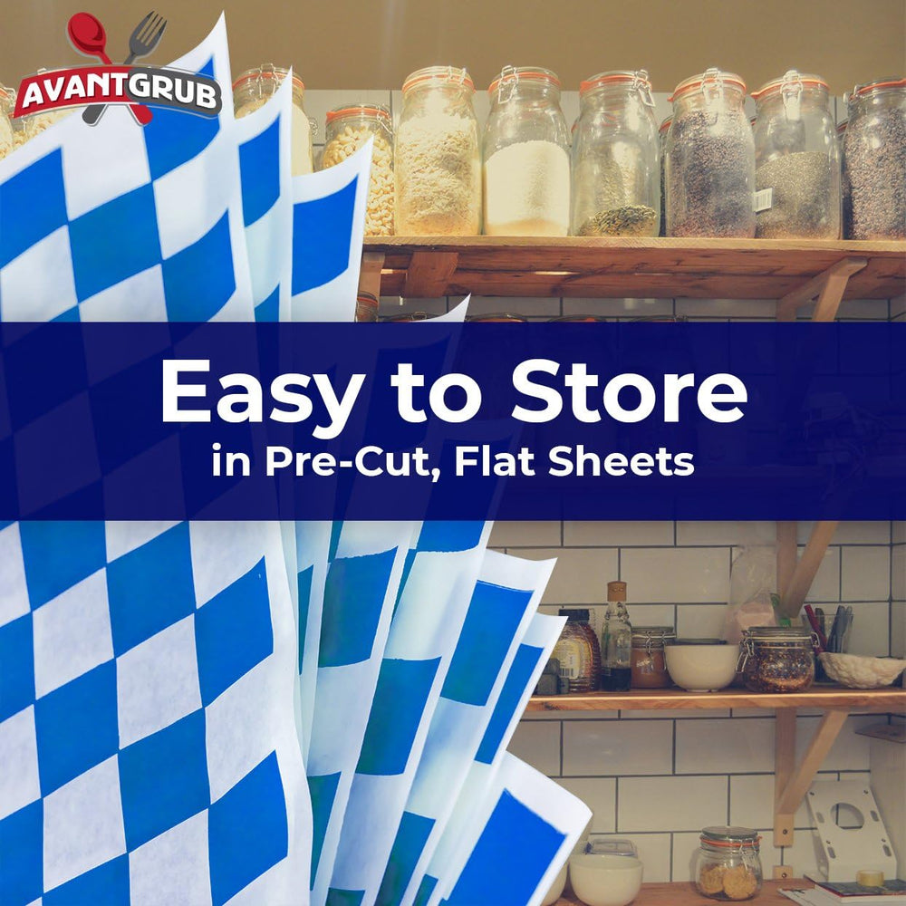 Extra Large, Grease Resistant Blue Checkered Sandwich Liner 300 Sheet Pack. M...