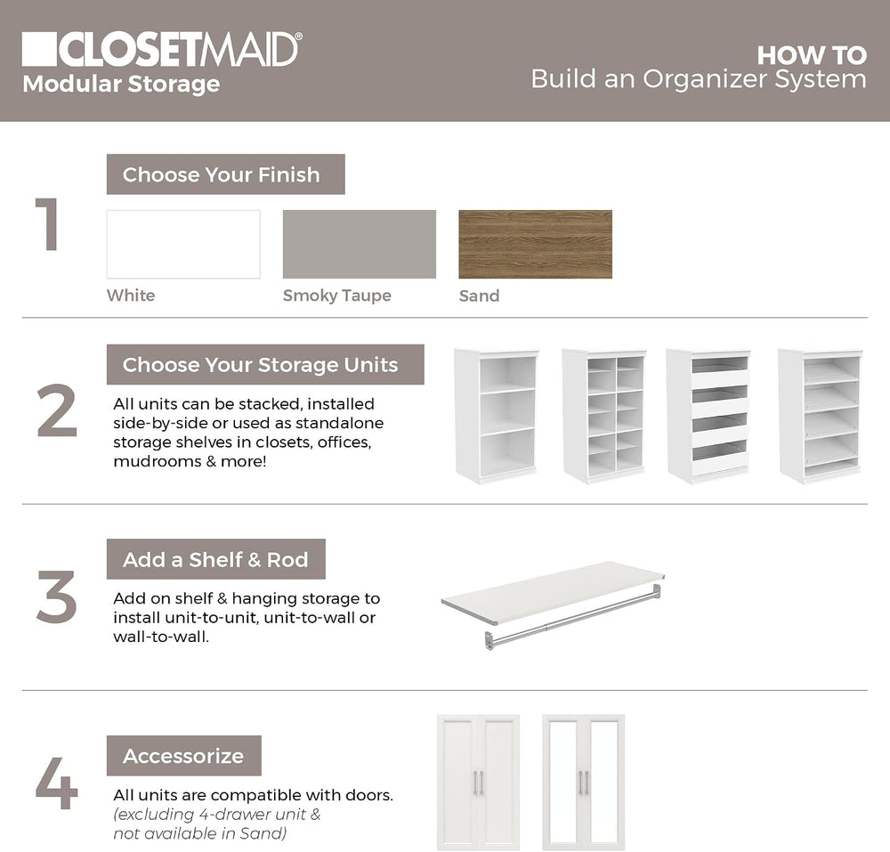 ClosetMaid Modular Storage Shelf Unit with 12 Adjustable Shelves & Divide...