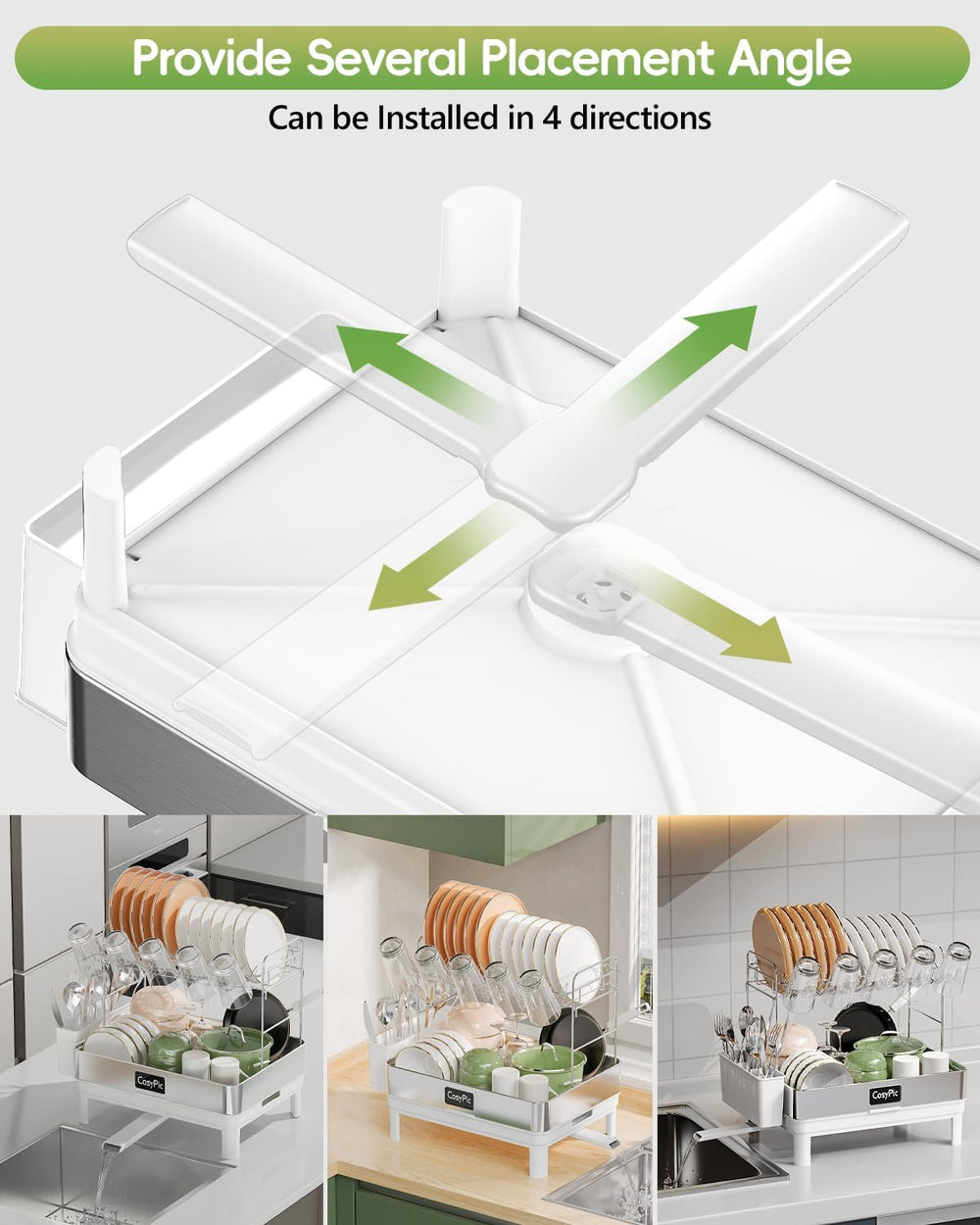 2 Tier Dish Drying Rack, Thicker Premium 304 Stainless Steel Dish Racks for K...