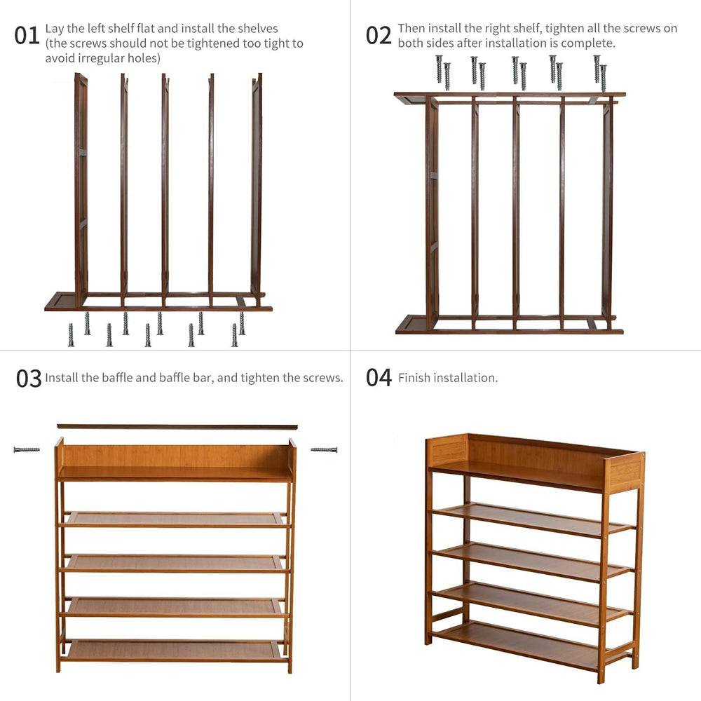 SOBIBO Bamboo Shoe Rack for Closet, 5-Tier Shoe Organizer, Brown, 39.4''
