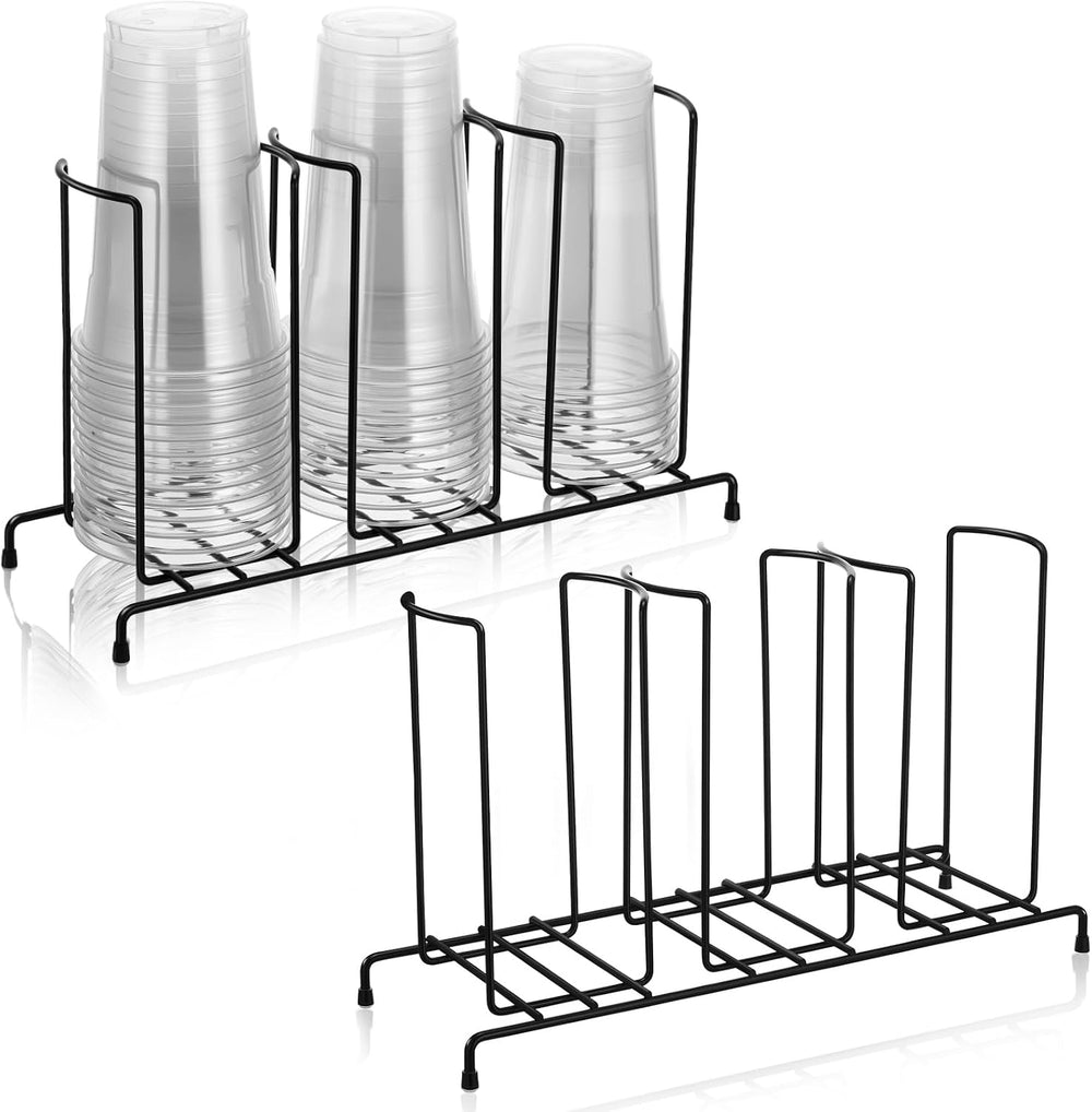 Maxdot 2 Pcs 3 Section Coffee Cup Organizers 14.2 x 8.5 x 5 Inch Wire Rack Co...