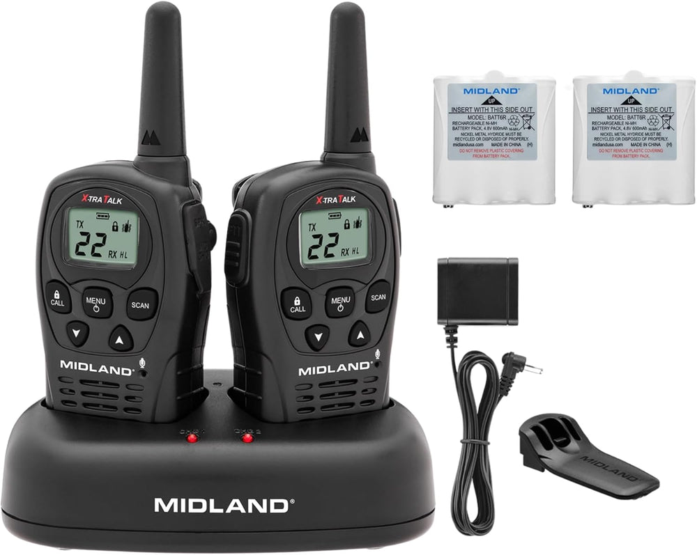Midland - LXT500VP3, 22 Channel FRS Walkie Talkies with Channel Scan