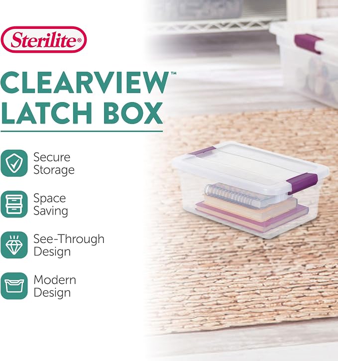 Sterilite 48-Pack ClearView Latch Box, Stackable Storage Organizer Bins
