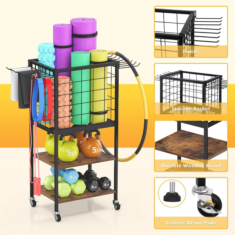 NORCEESAN Home Gym Storage Exercise Equipment Organizer for Home