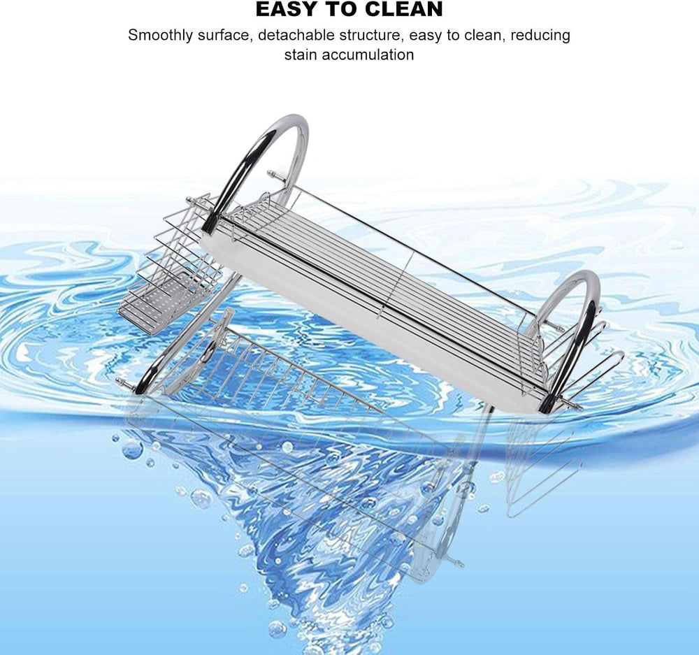 Ymiko Dish Rack 2 Tier Bowl Dish Drainer Organized Kitchen Drying Rack for Ti...