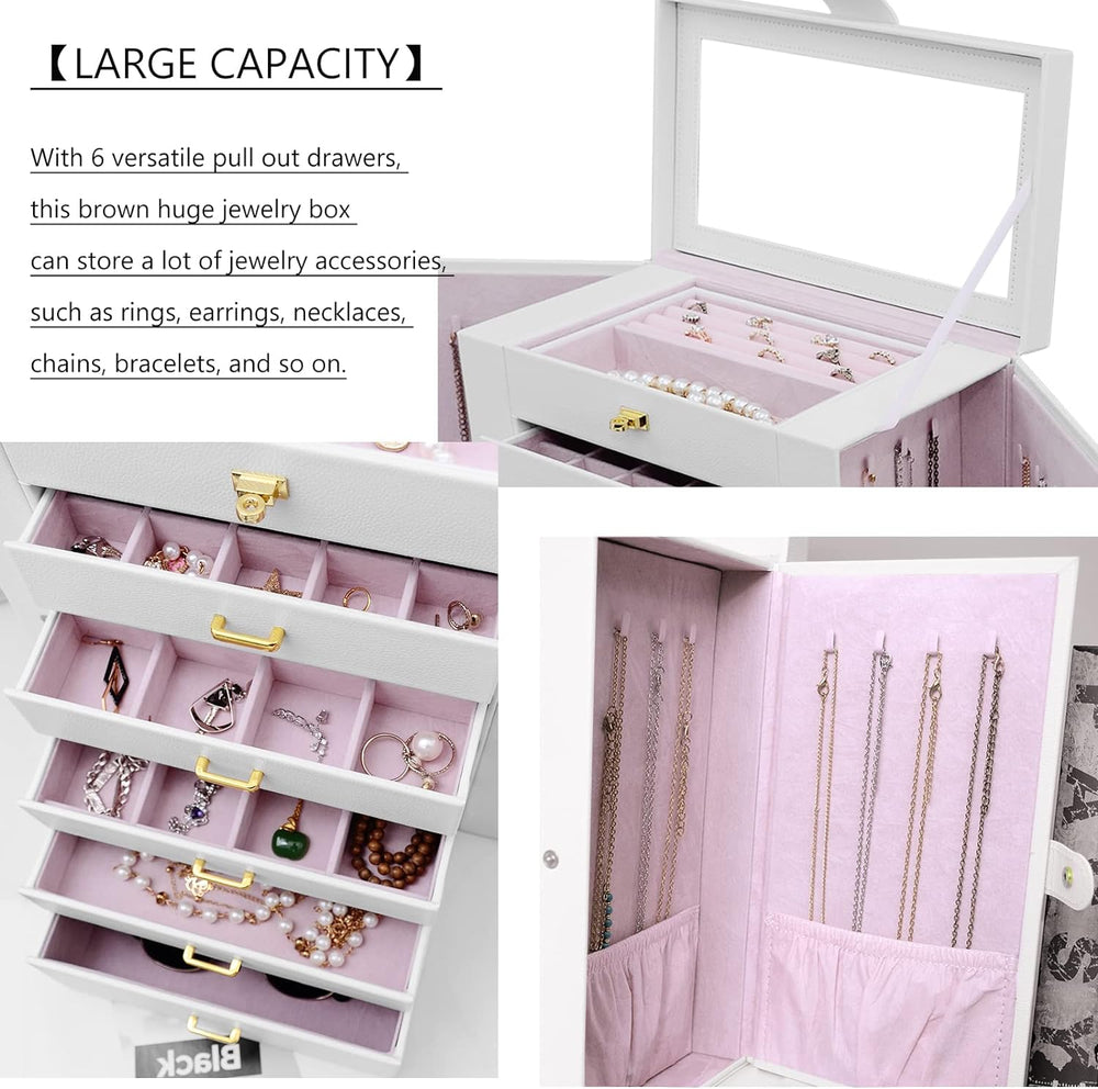 AKOZLIN 6-Tier Jewelry Box Organizer 5 Drawers Jewelry Storage Case