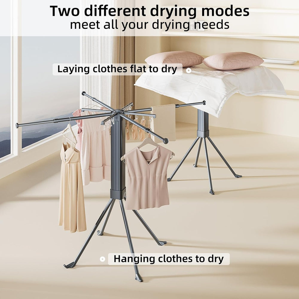 BIREN Clothes Drying Rack Foldable Extending Laundry Rack with 16 Clips Colla...