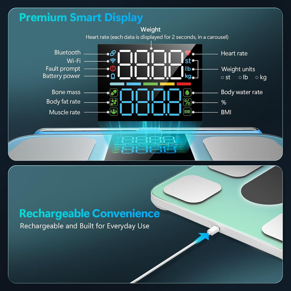 Smart Scale for Body Weight, 8-Electrode Professional Bathroom Digital Scale ...