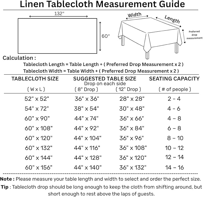 Solino Home Linen White Tablecloth 60 x 132 Inch - 100% Pure Linen Rectangula...