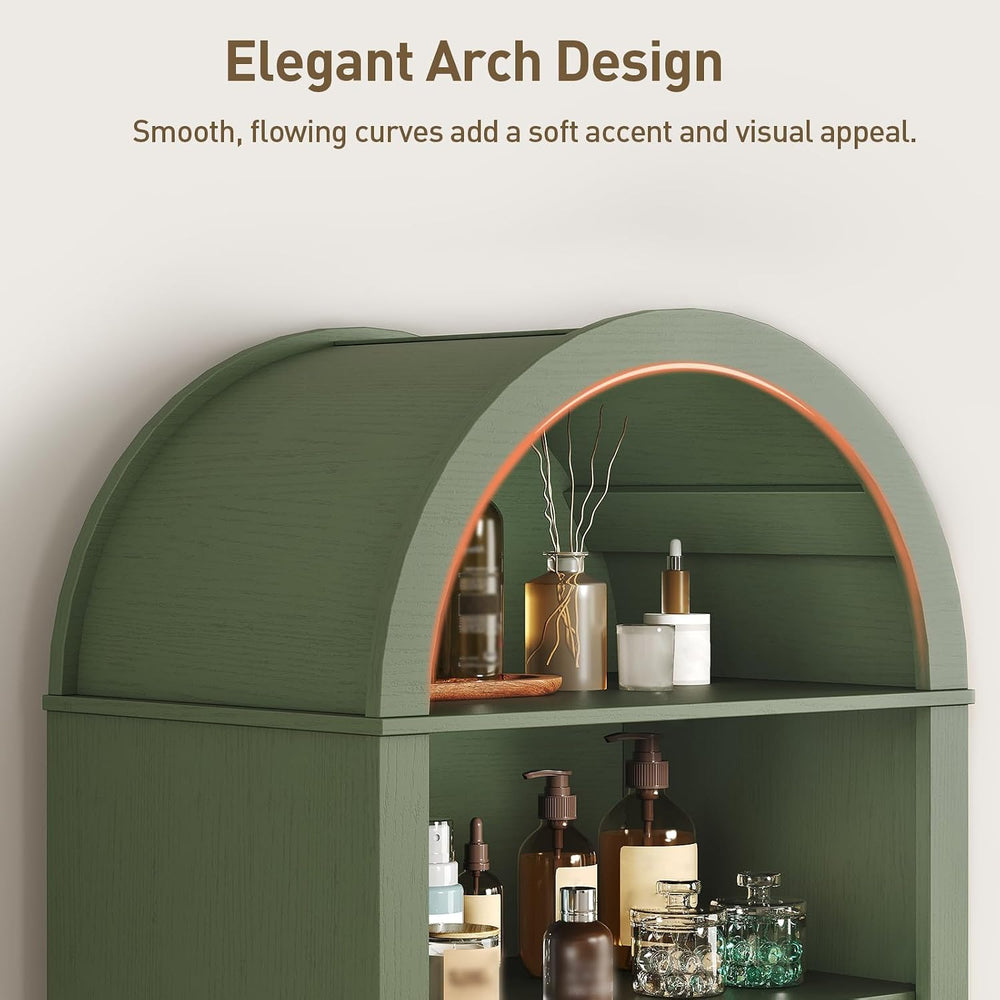 66" Tall Bathroom Storage Cabinet with Flip Drawer, Freestanding Storage...
