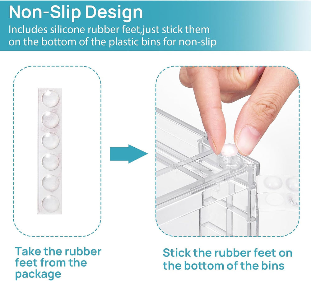 Vtopmart Clear Stackable Storage Drawers, 4 Pack Kitchen Cabinet Set