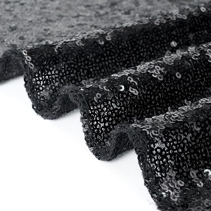 Eternal Beauty Black Sequin Backdrop, 8x8 Ft Halloween Glitter Background Cur...