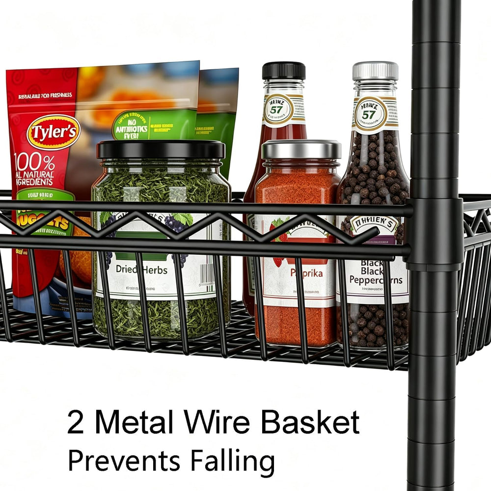 5-Tier Wire Shelving with Shelf Liners, 65"H Basket Metal Shelving Unit