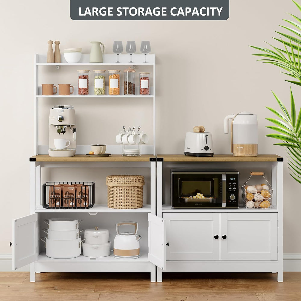 Microwave Standing Baker's Racks 5-Tiers Cabinet (White and Brown)