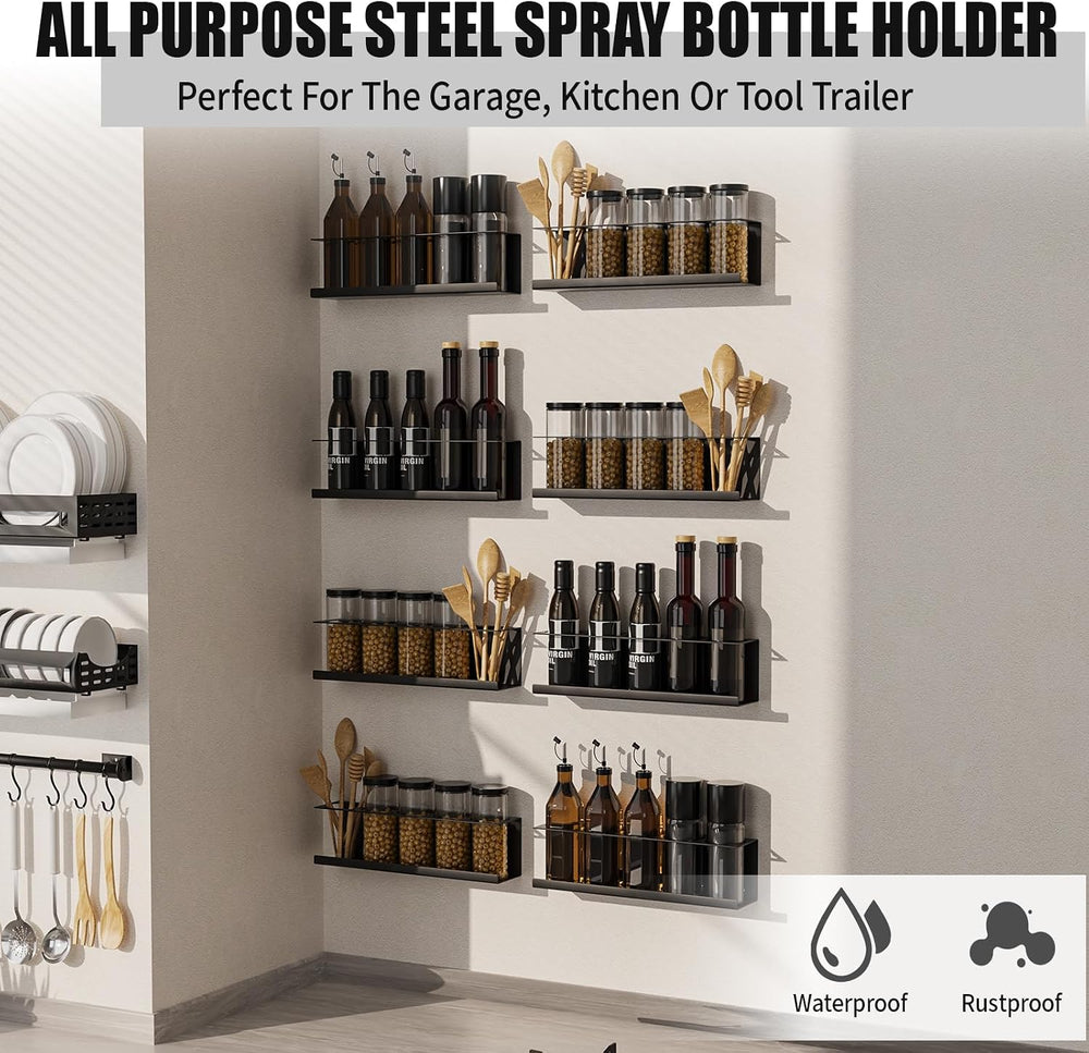 Riciakik 8 Pack Spray Bottle Holder Wall-Mounted, Aerosol Spray Can Holder St...