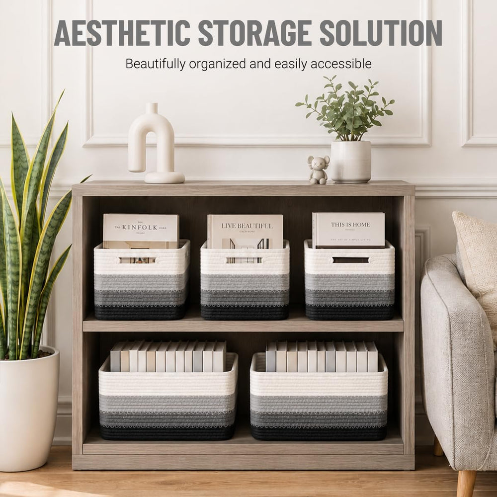 5 Pack Woven Storage Baskets, Decorative Storage Bins for Organizing