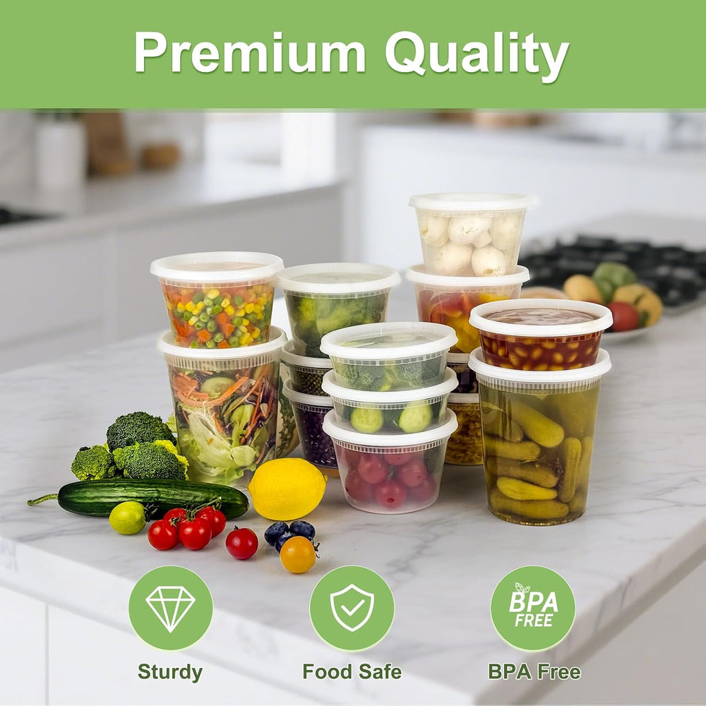 40 Sets (80-Piece) Deli Containers with Lids 32 oz