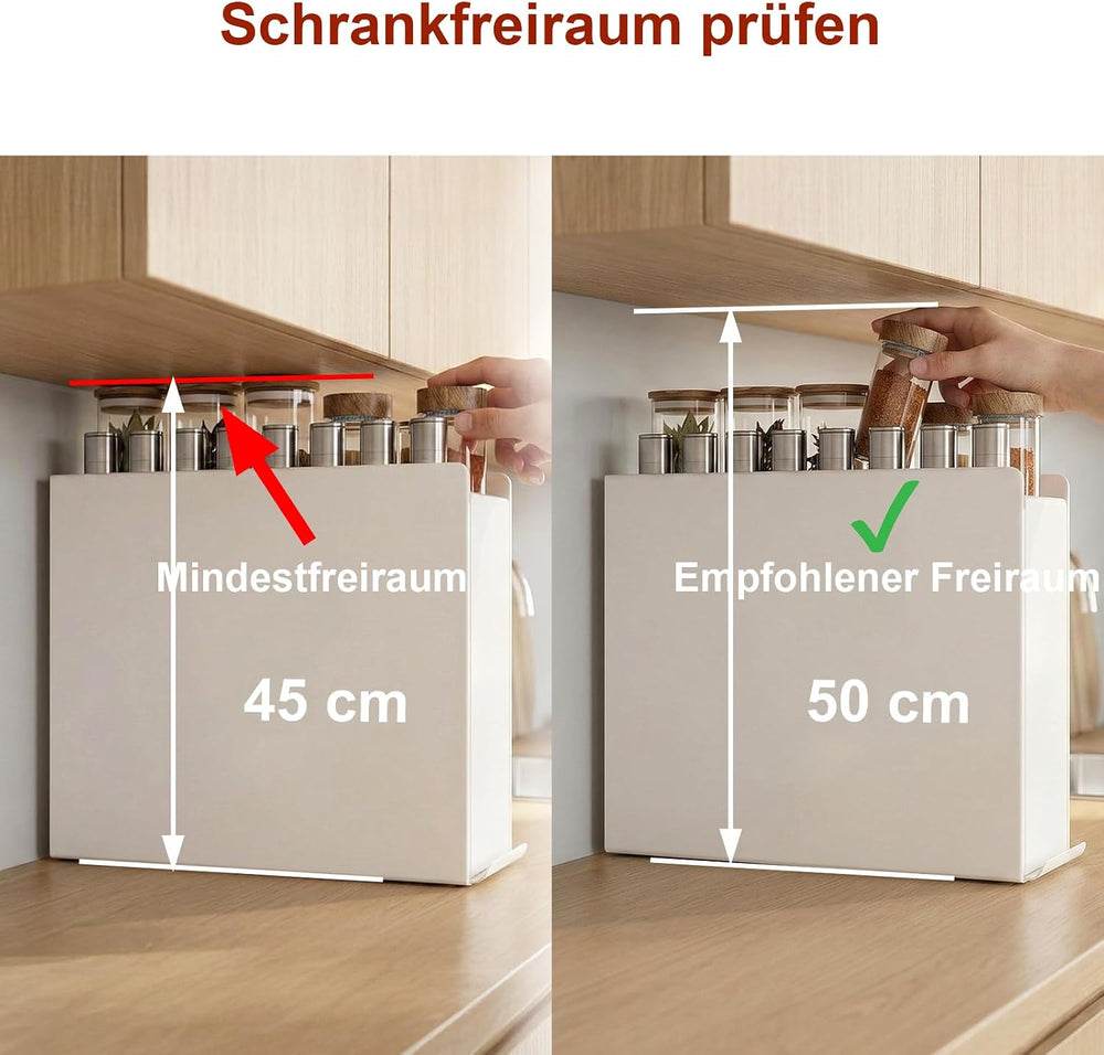 2-Tier Countertop Pull Out Spice Rack with Sliding Drawer, Cream