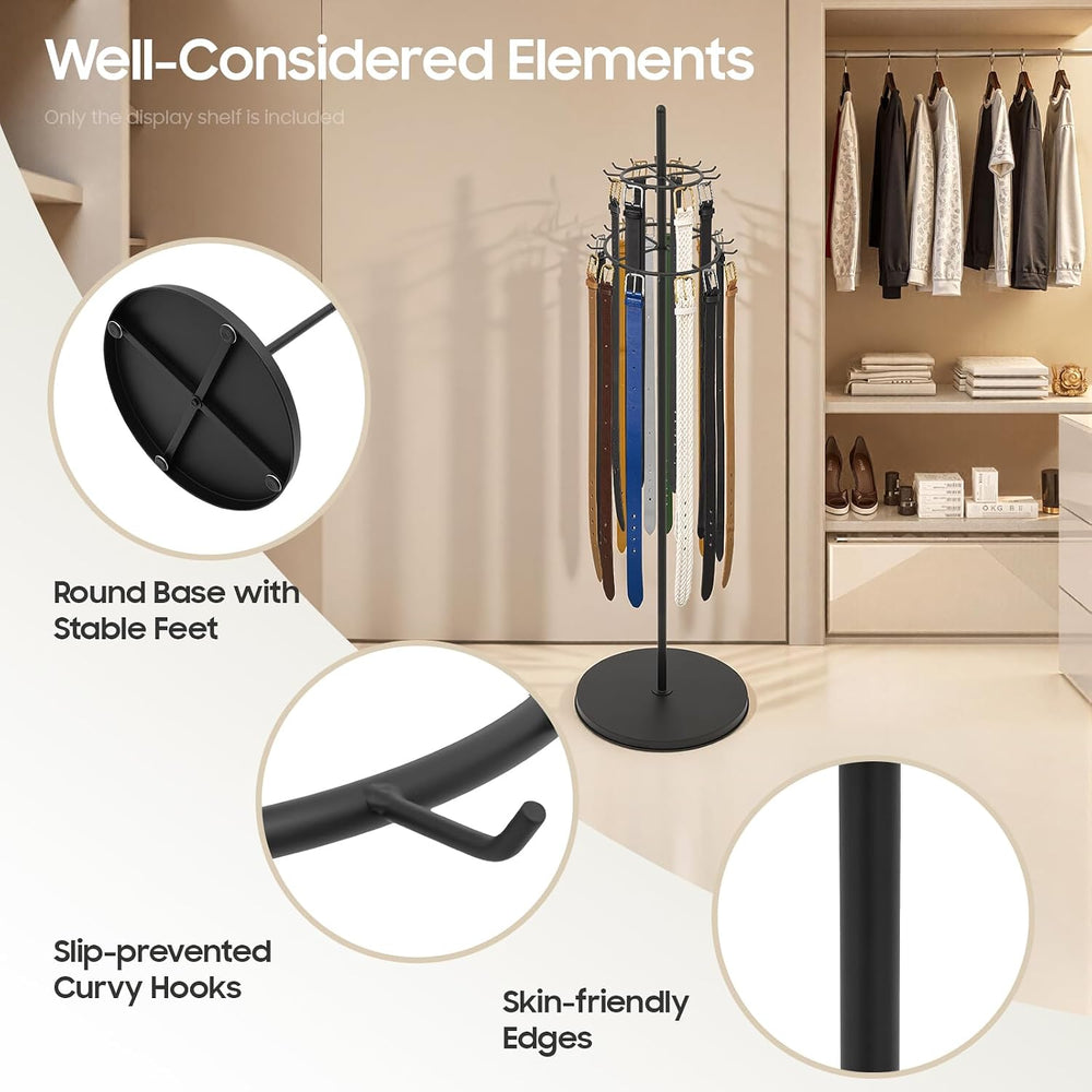 66In Floor Standing Belt Display Stand, Double-Layered Design Belt Hanger wit...
