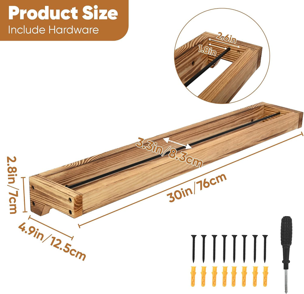 Nisorpa 30 Inch Rustic Burnt Wood Hanging Shoe Rack, Set of 4