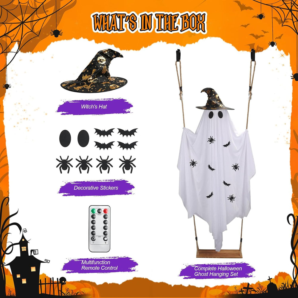 Halloween Outdoor Decorations,5 FT Large Hanging Swing Ghost