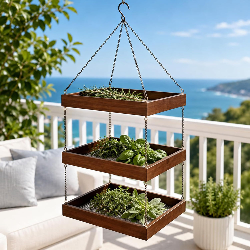 3-Tier Hanging Wooden Herb Drying Rack