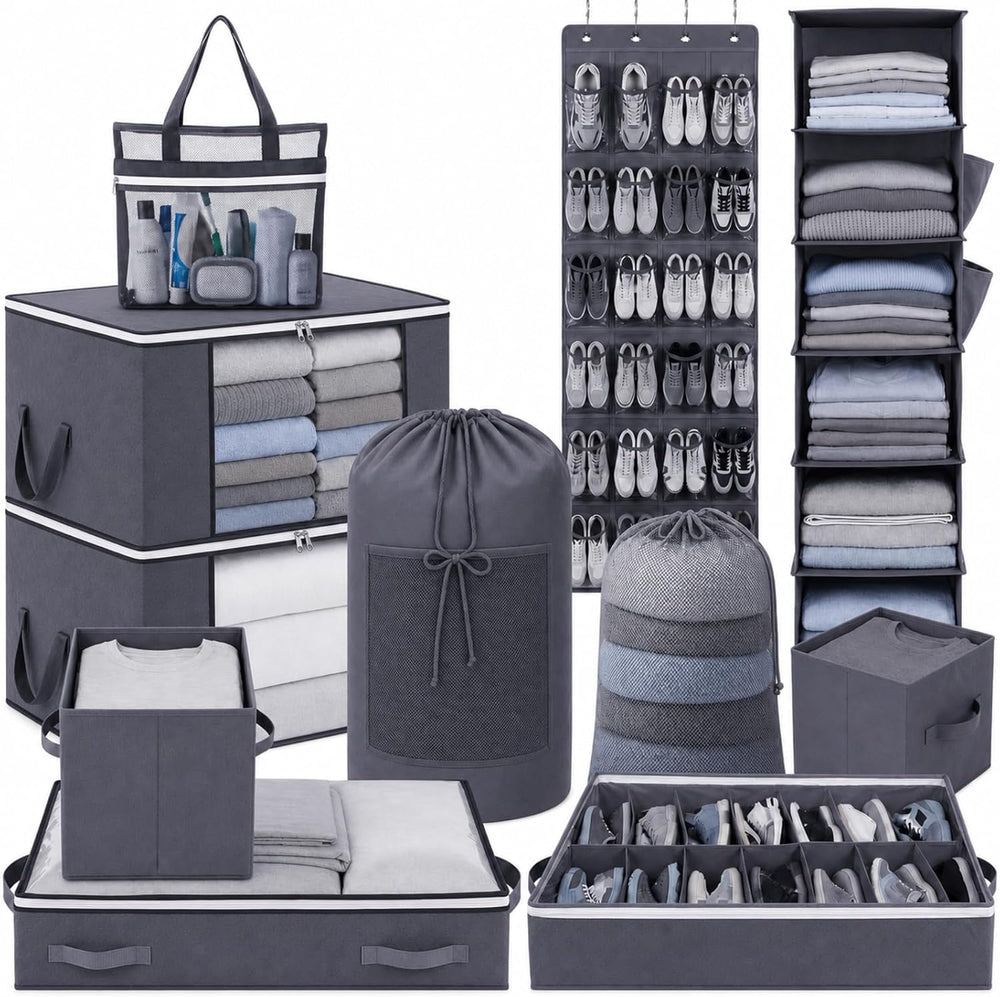 Briwooody 11 Pcs College Dorm Storage Set, Dorm Organizer Kit with Closet Org...