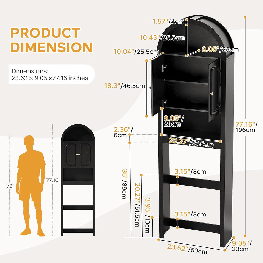 Arched Over the Toilet Storage Cabinet, Freestanding Bathroom Organizer