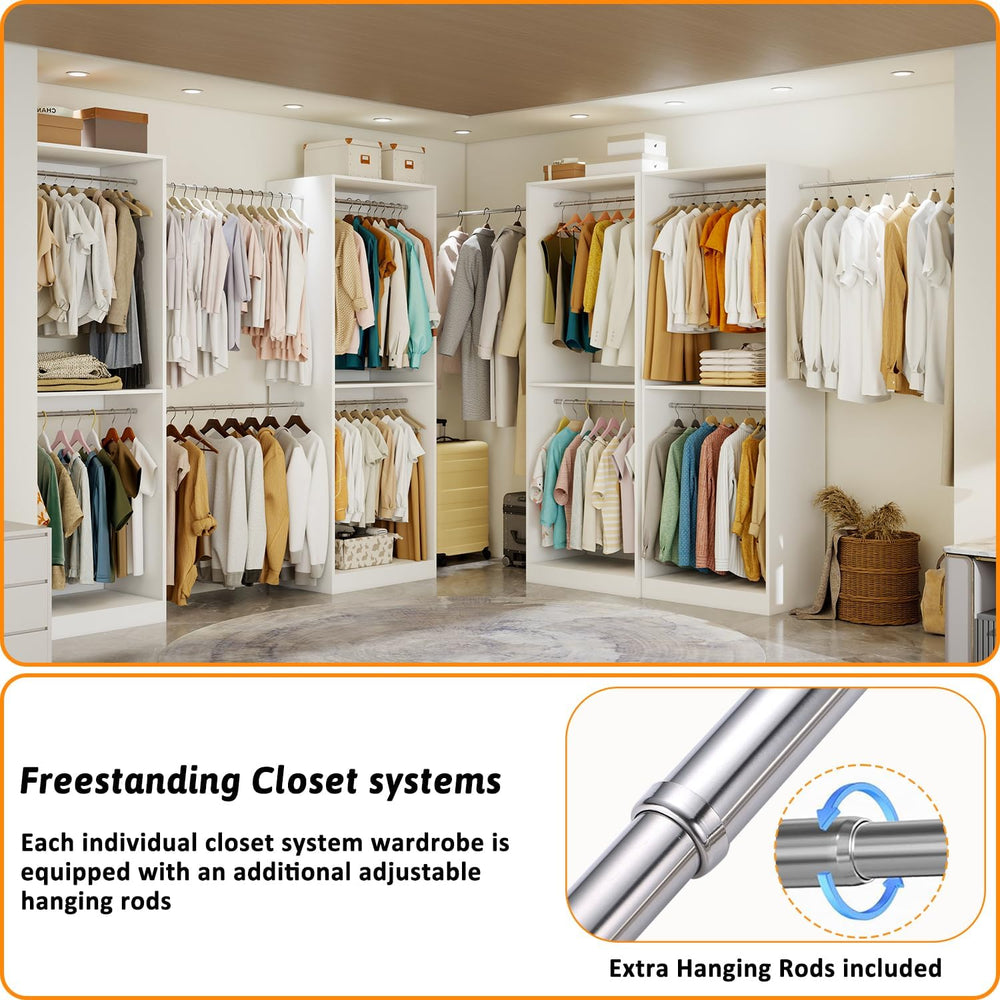 Closet System with 3 Hanging Rods& Shelf , 2FT Small Closet Organizer Sys...