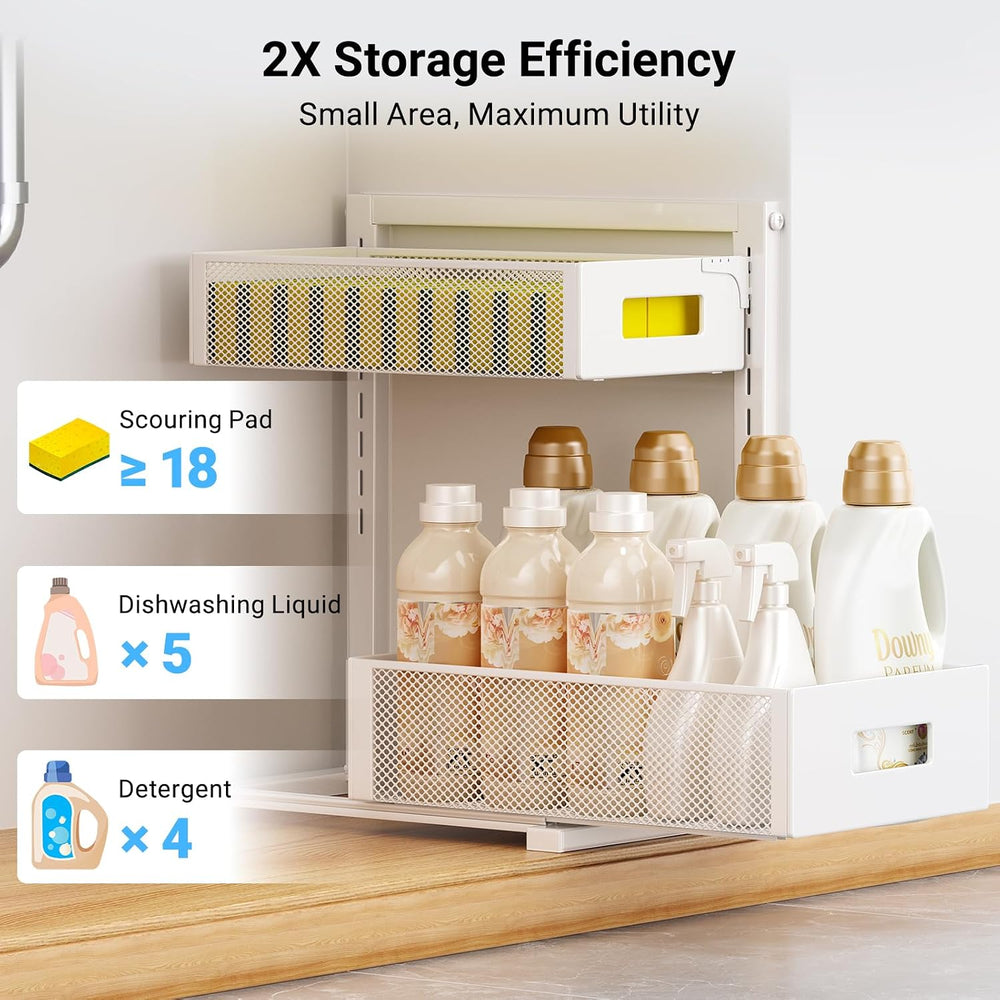 TISTAYA Pull-Out Under Kitchen Sink Organizer, Metal Functional Under Sink Or...