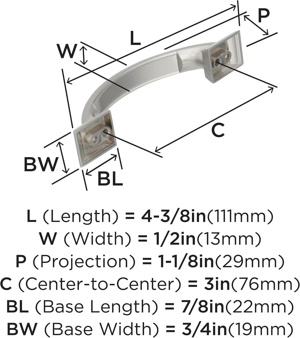 Amerock 10 Pack 3" Candler Satin Nickel Drawer Pull