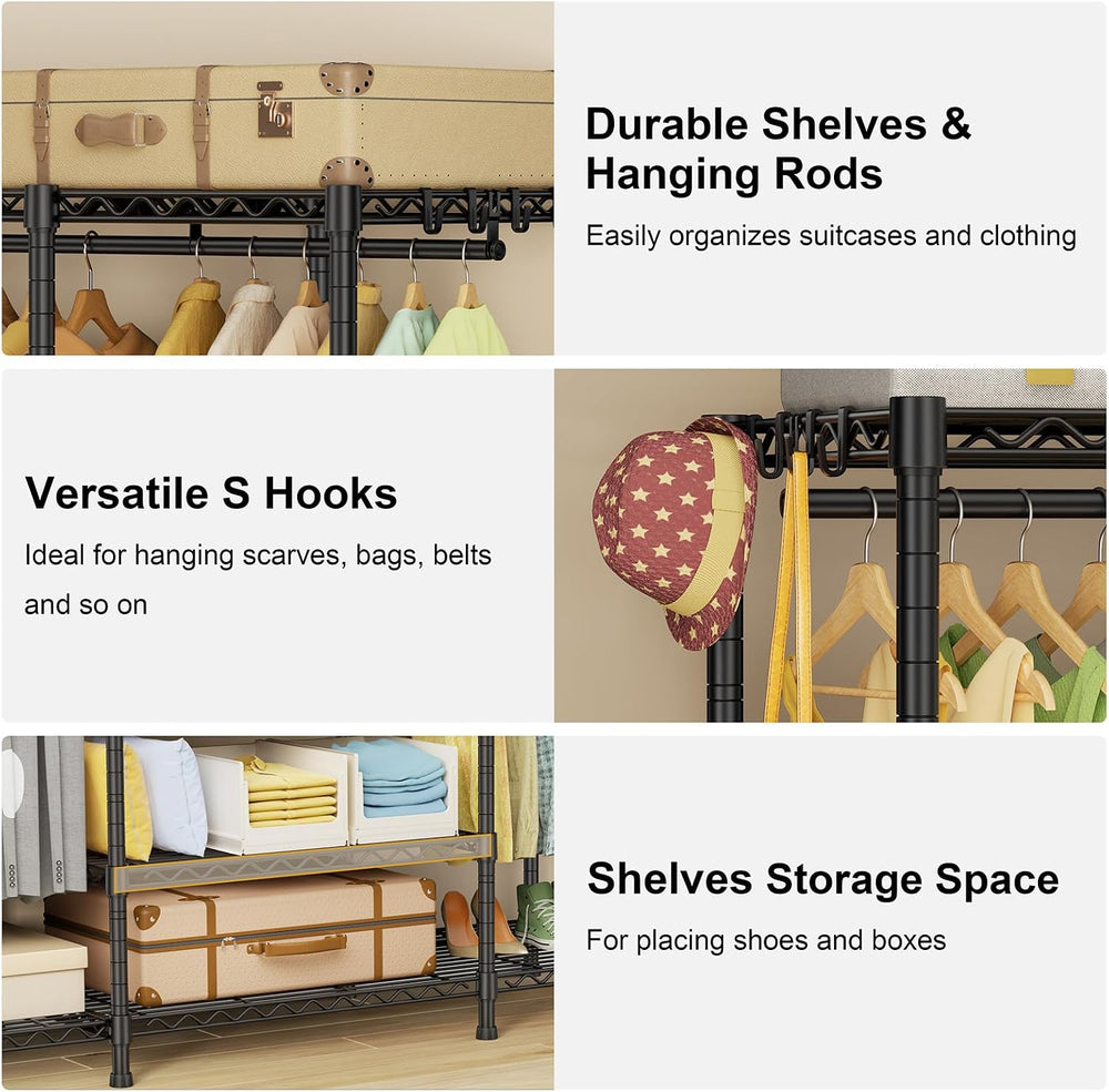Ulif E3 Heavy Duty Garment Rack 4-Tier Freestanding Closet Organizer System