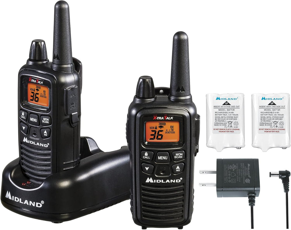 Midland LXT600VP3 FRS License Free Walkie Talkies. Black, 2 Pack