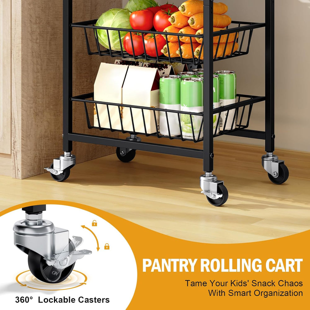 TOOLF 5 Tier Kitchen Storage Cart, Metal Utility Rolling Snack Cart