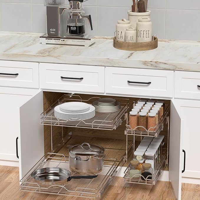 OCG 2 Tier Pull Out Cabinet Organizer, Pull Out Drawers