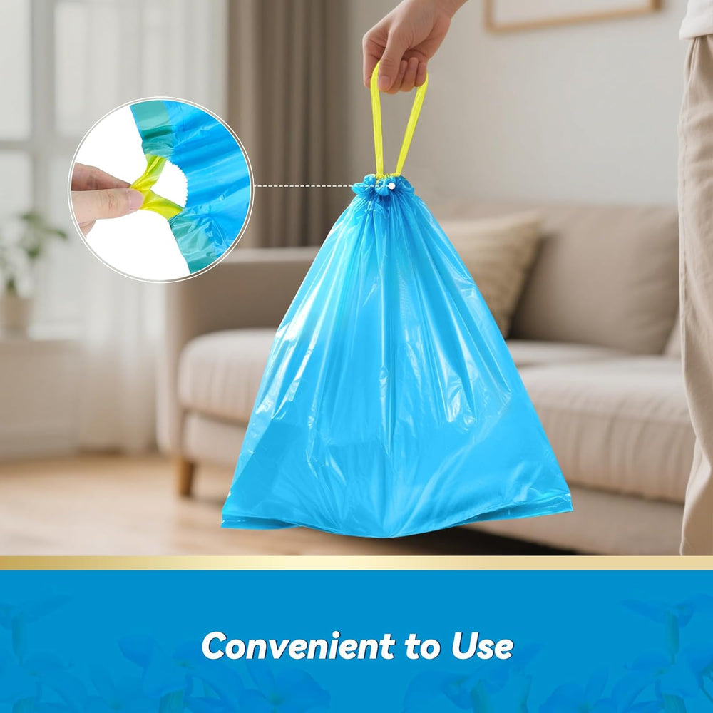 300 Count 15 Micron Extra Thick 4 Gallon Drawstring Small Trash Bags