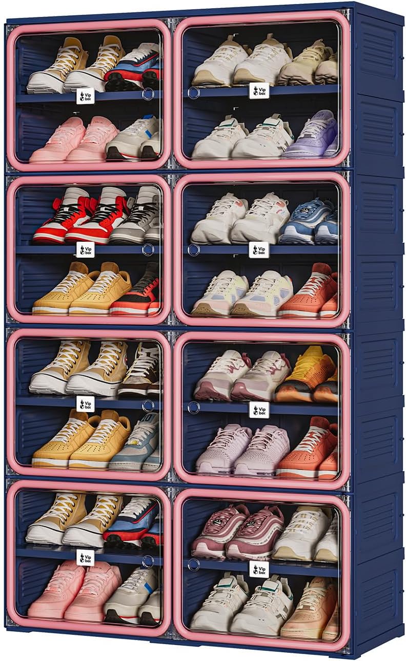 Vipbox No-Assembly Shoe Organizer, Foldable Shoe Storage Cabinet with Reinfor...