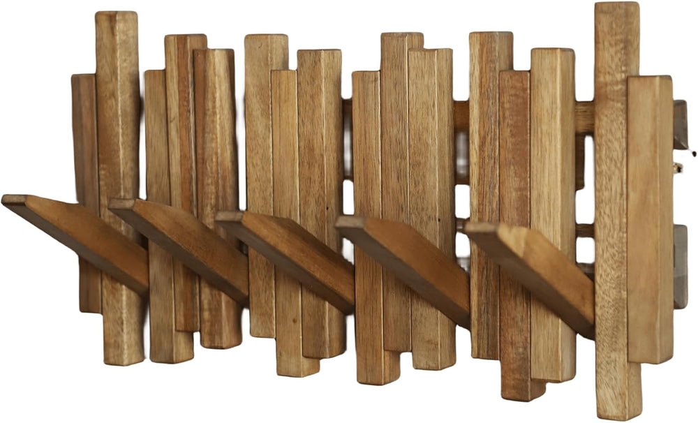Natural Wood Wall Mounted Piano Coat Rack| Coat Rack Wall Mount| Flip Down Wa...