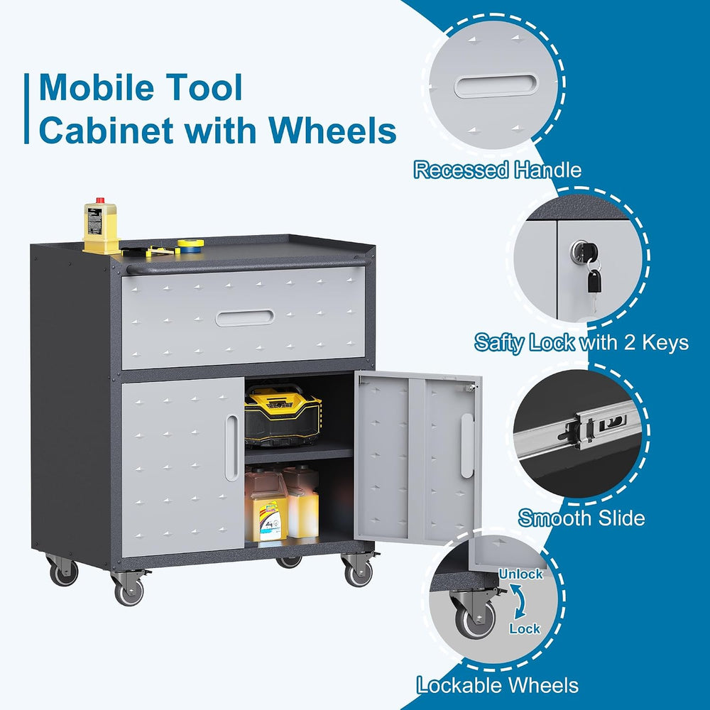 6-Piece Garage Storage Cabinets System Heavy Duty Workshop Set Includes Wall-...