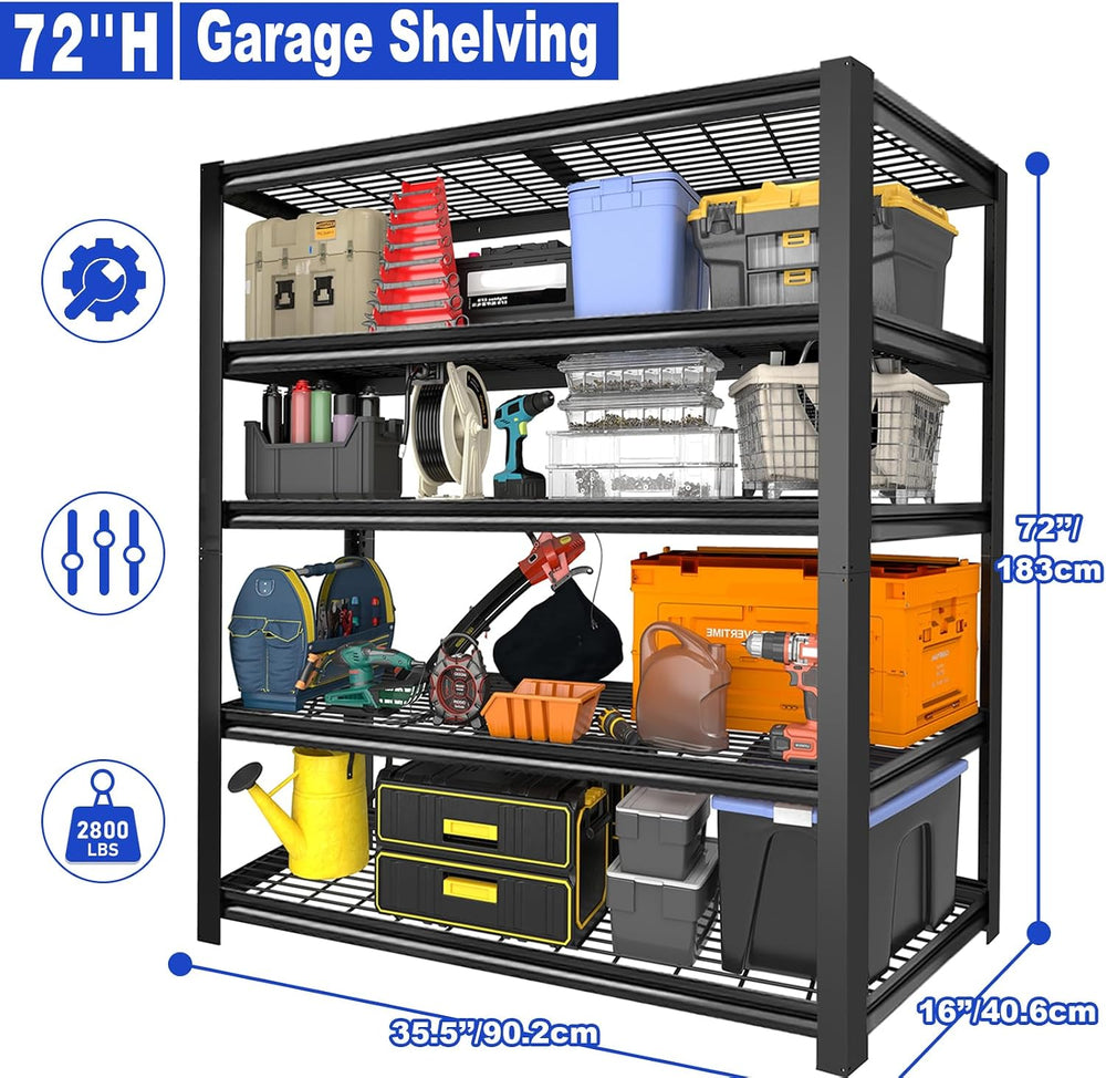 Garage Shelving Storage Shelves, 72''x35.5''x16'' Hea...