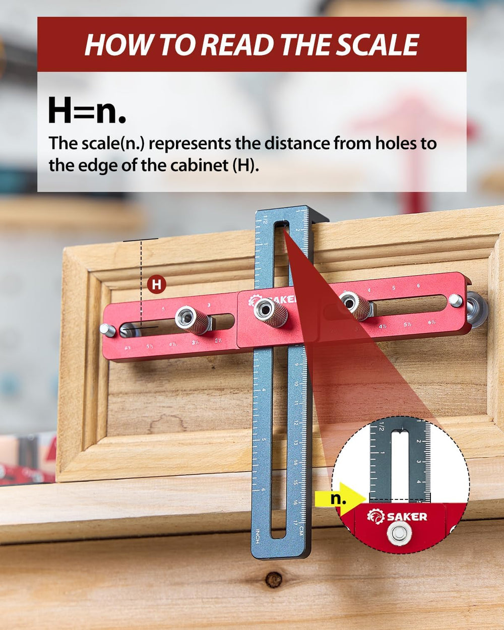 Saker Cabinet Hardware Jig, Cabinet Handle Doweling Template Tool