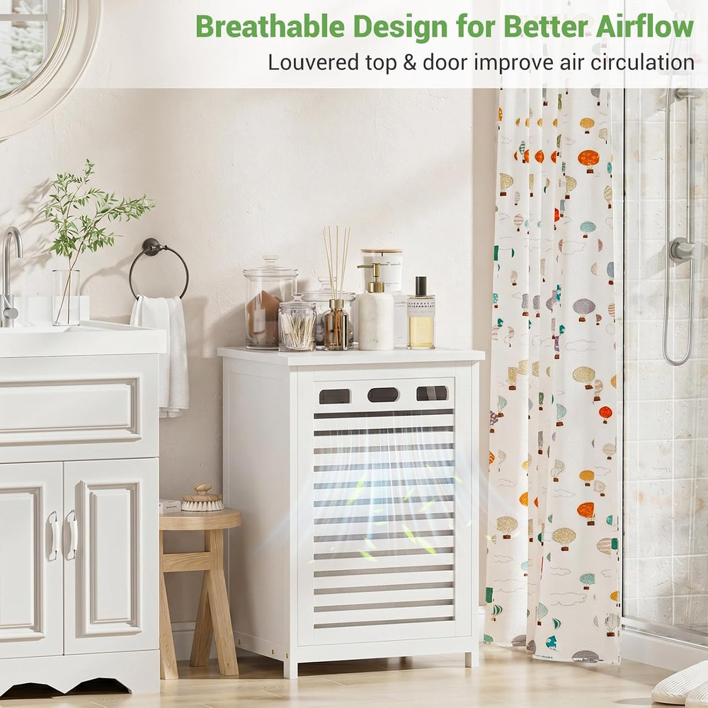 Bamboo Tilt Out Laundry Hamper Cabinet with 15.5 Gal Removable Bag, White