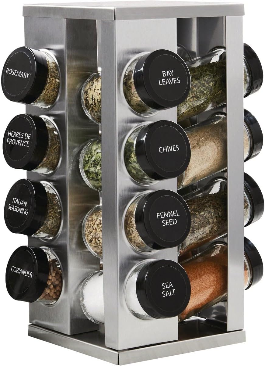 Kamenstein 16 Jar Heritage Revolving Countertop Spice Rack Organizer with Spi...