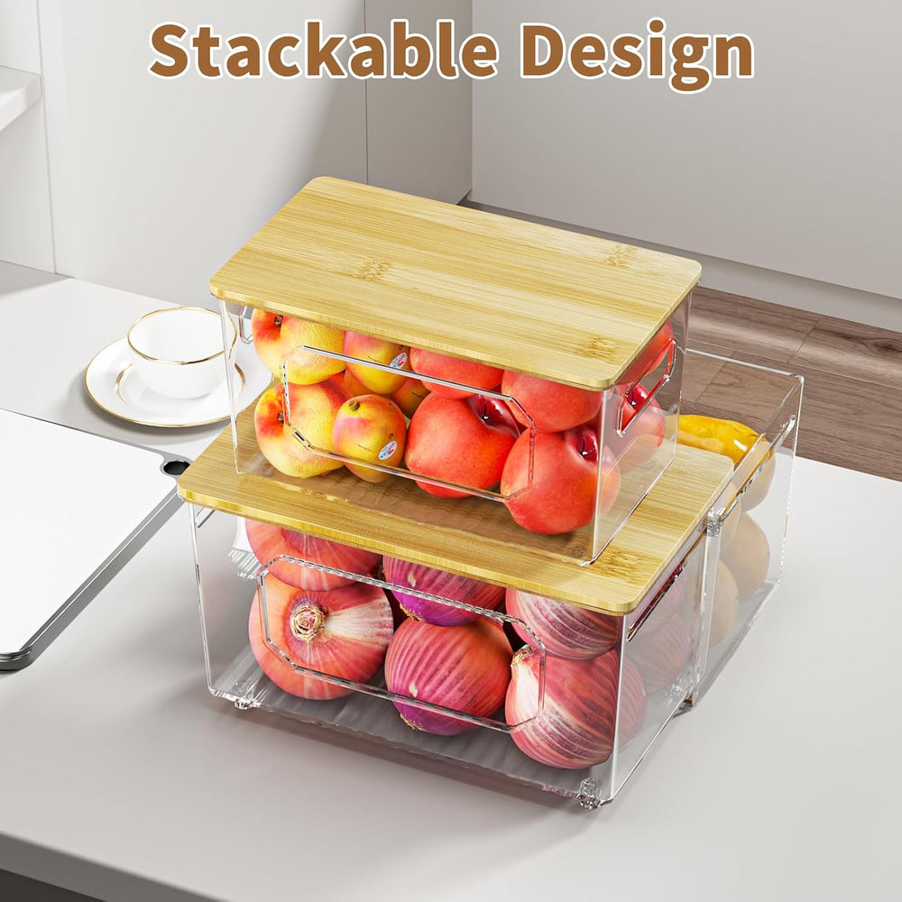 spospo Trash Bag Holder 3-in-1 Under Sink Organizer with Bamboo Lid