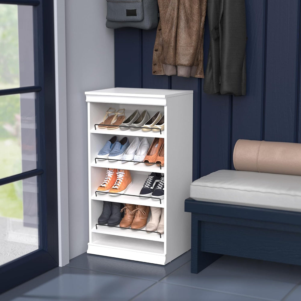 ClosetMaid Modular Storage Shelf Unit with Angled Shoe Shelves, White