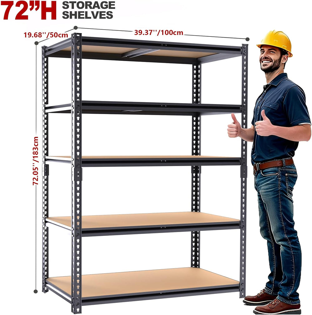 Garage Shelving Unit,40''W Black Storage Shelf,5 Tier Storage Racks a...