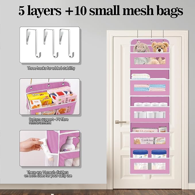 Over The Door Organizer, 5 Shelves Closet Door Hanging Organizer