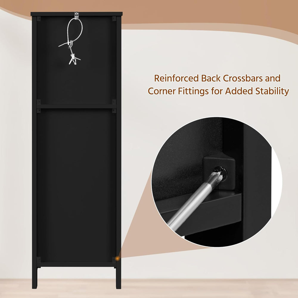 Yaheetech Small Bathroom Storage Cabinet with 2 Drawers & Open Shelf, Black